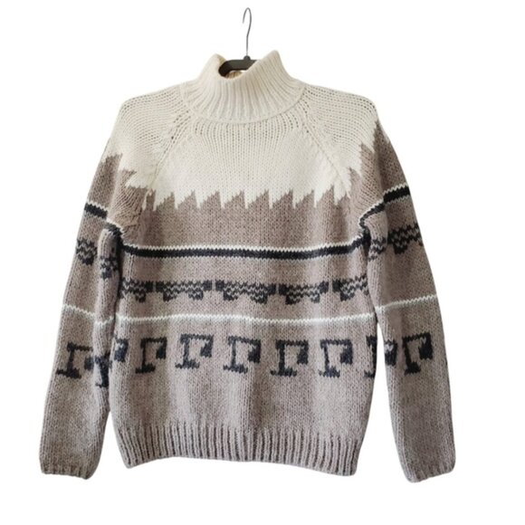 Zara Alpaca Wool Nordic Fair Isle Aztec Southwestern Boho Chunky Sweater M - Picture 2 of 8